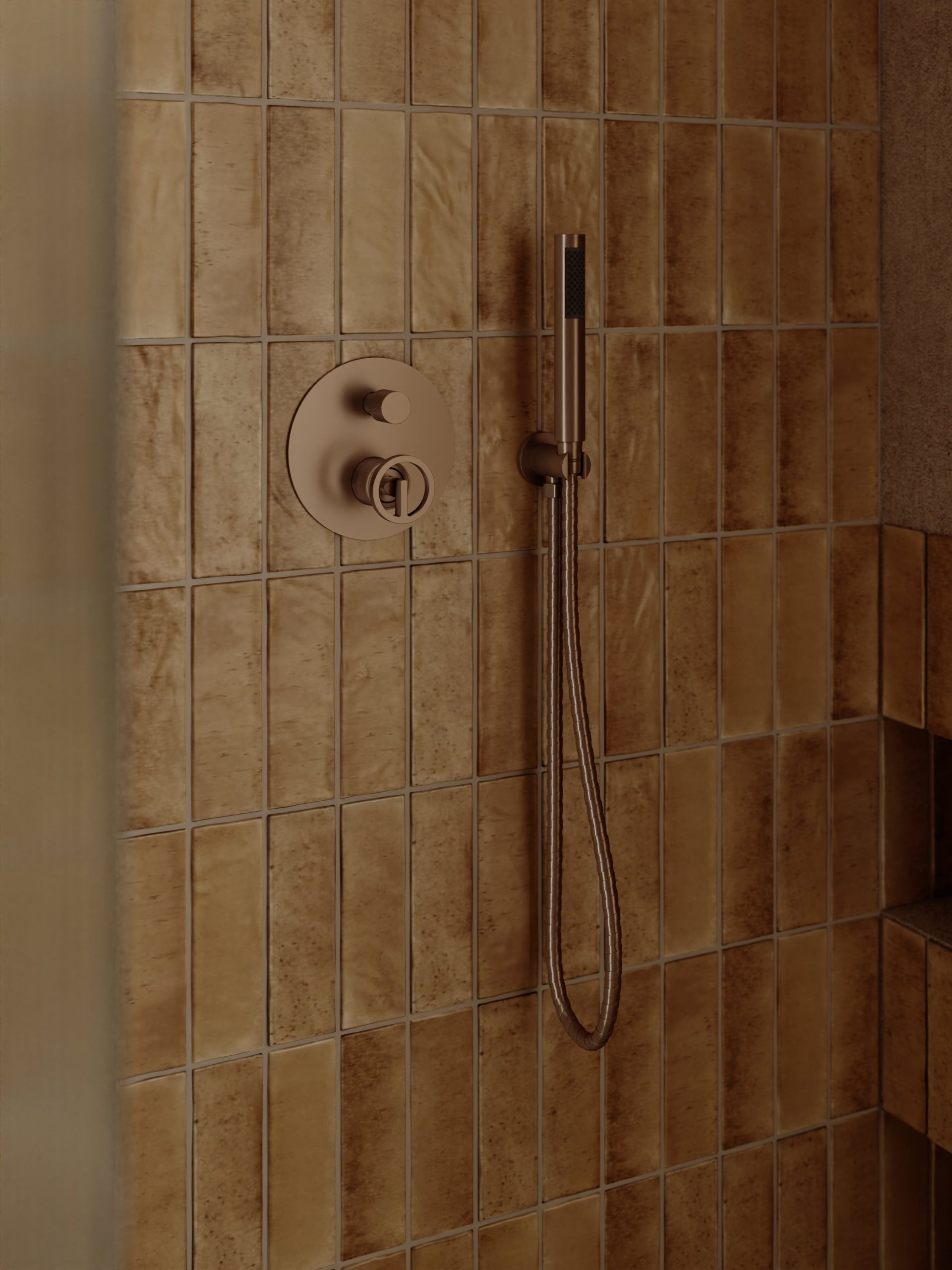 Walk-in zaokrąglony Eternal ryflowany – brąz szczotkowany - Kolekcja Eternal - BOCCO
