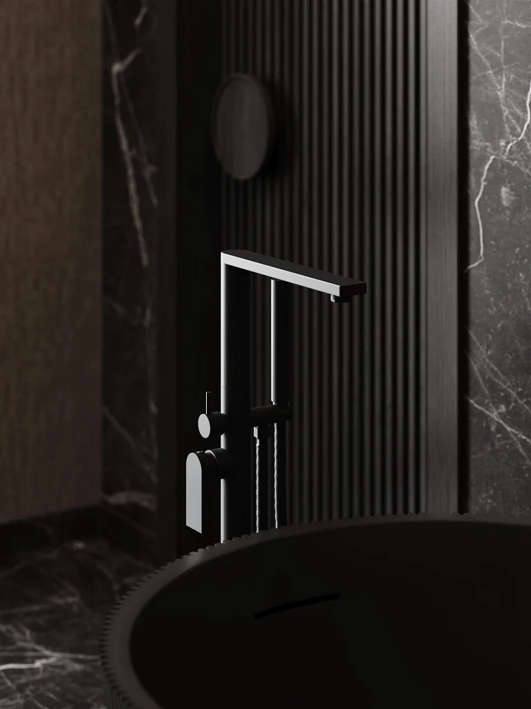 Bateria wannowa wolnostojąca Arcos – gun metal – Kolekcja Arcos – BOCCO