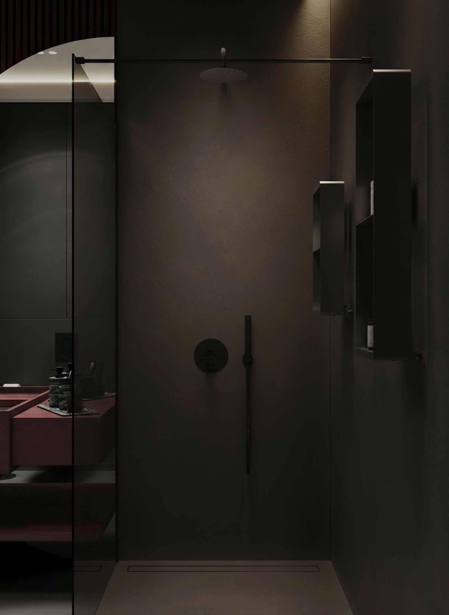 Półka wisząca pionowa niska – gun metal – – BOCCO