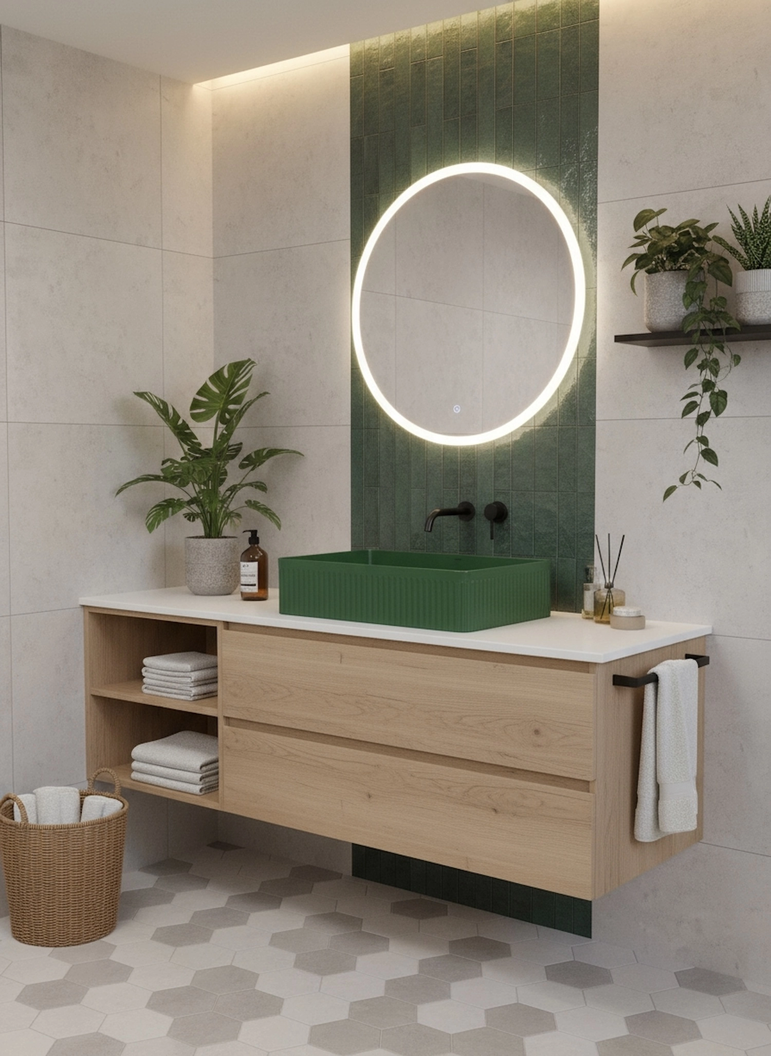 Umywalka nablatowa Pleat prostokątna – sage green - Kolekcja Pleat - BOCCO