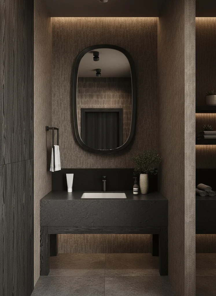 Bateria umywalkowa nablatowa niska Arcos – gun metal – Kolekcja Arcos – BOCCO