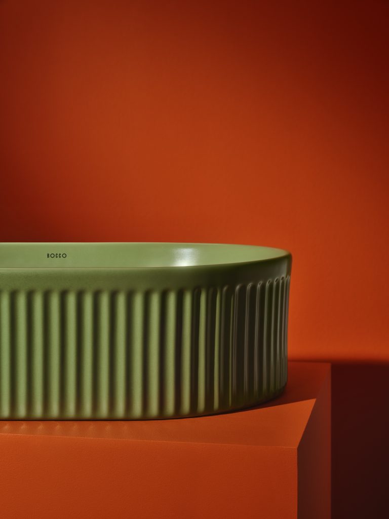 Umywalka nablatowa Pleat owalna – sage green – Kolekcja Pleat – BOCCO Umywalka nablatowa Pleat owalna – sage green - Kolekcja Pleat - BOCCO
