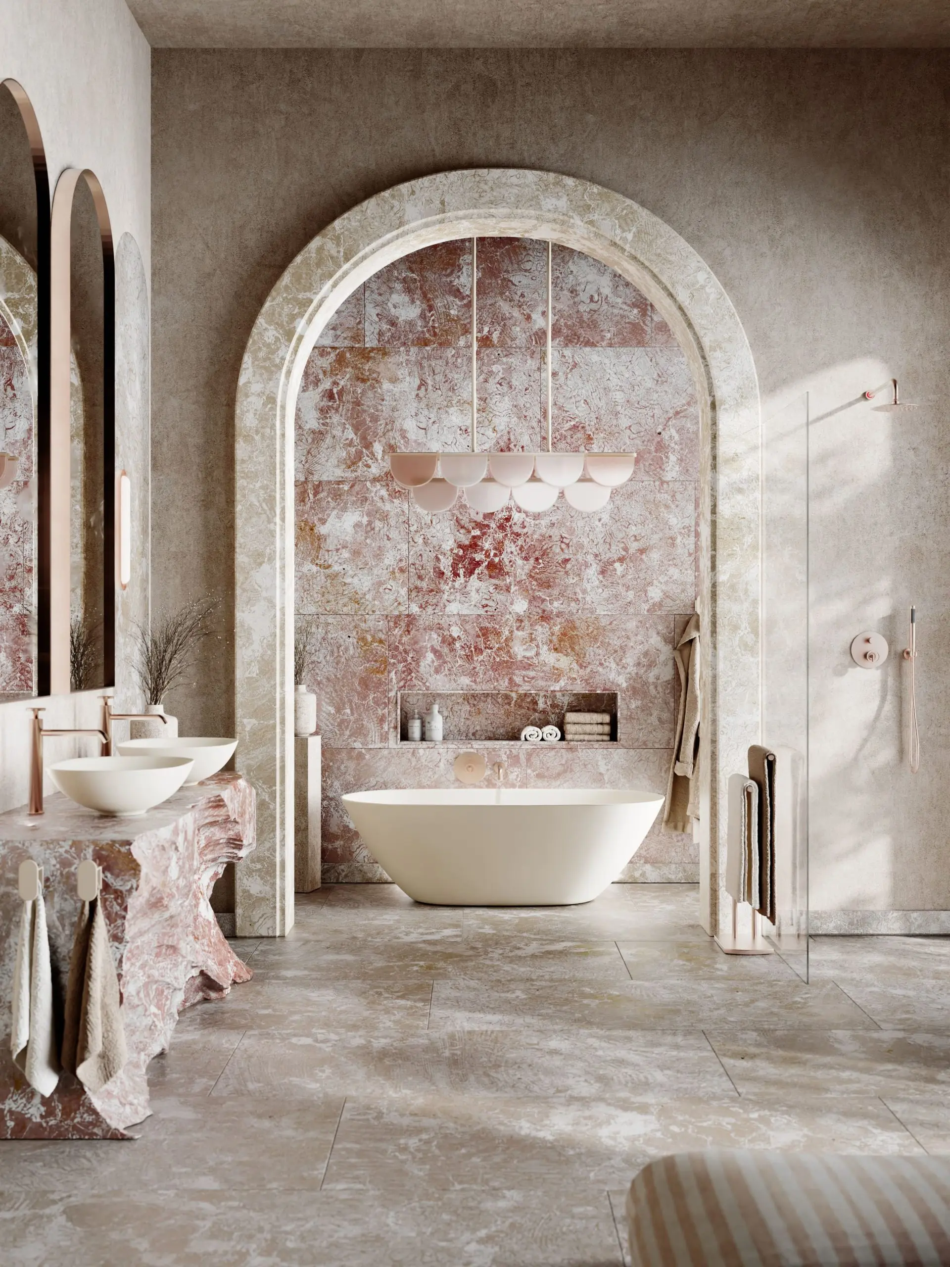 Zestaw prysznicowy podtynkowy Nebis – miedź szczotkowana