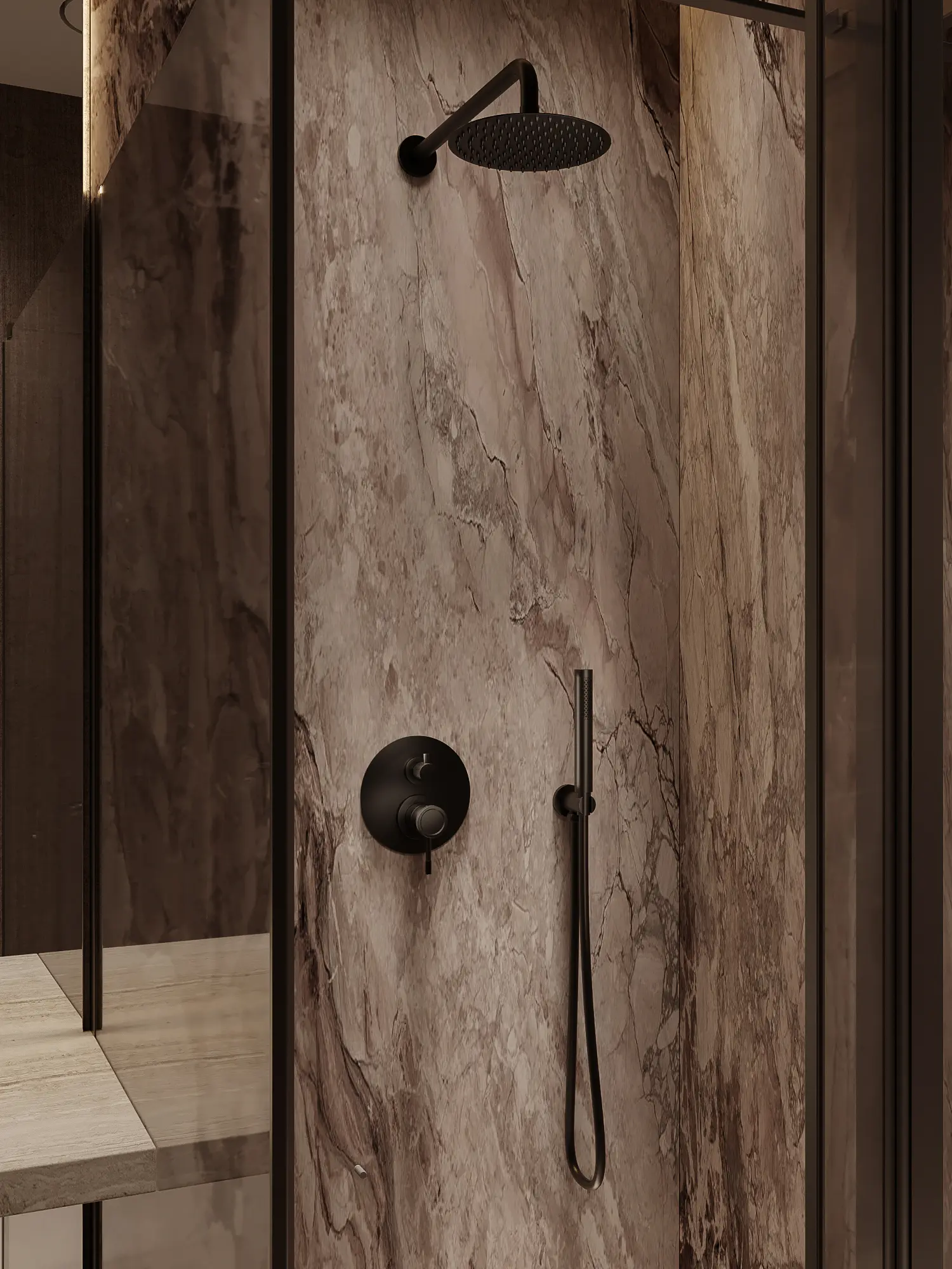 Zestaw prysznicowy podtynkowy Liora – czarny mat