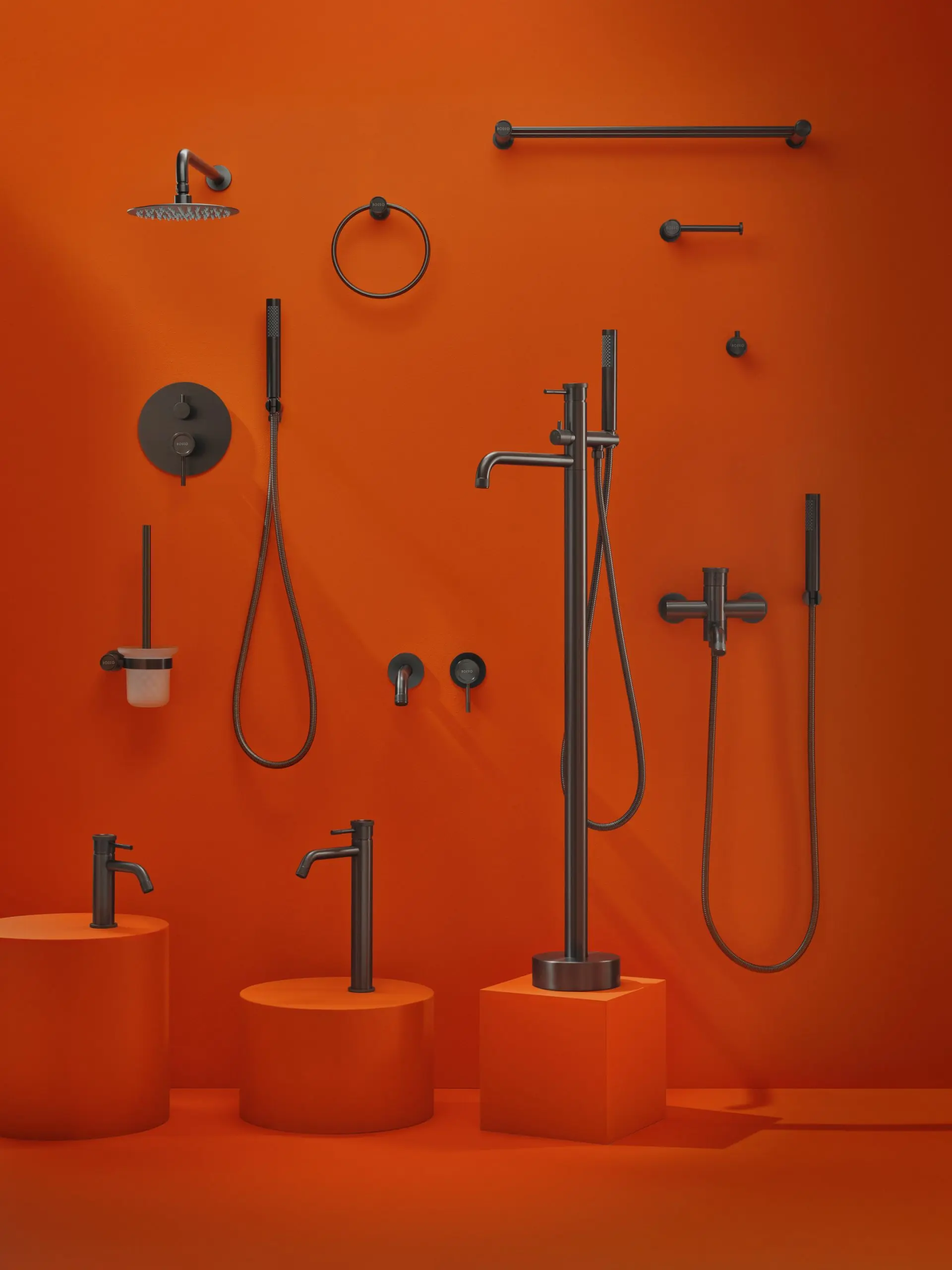 Bateria umywalkowa nablatowa wysoka Liora – gun metal