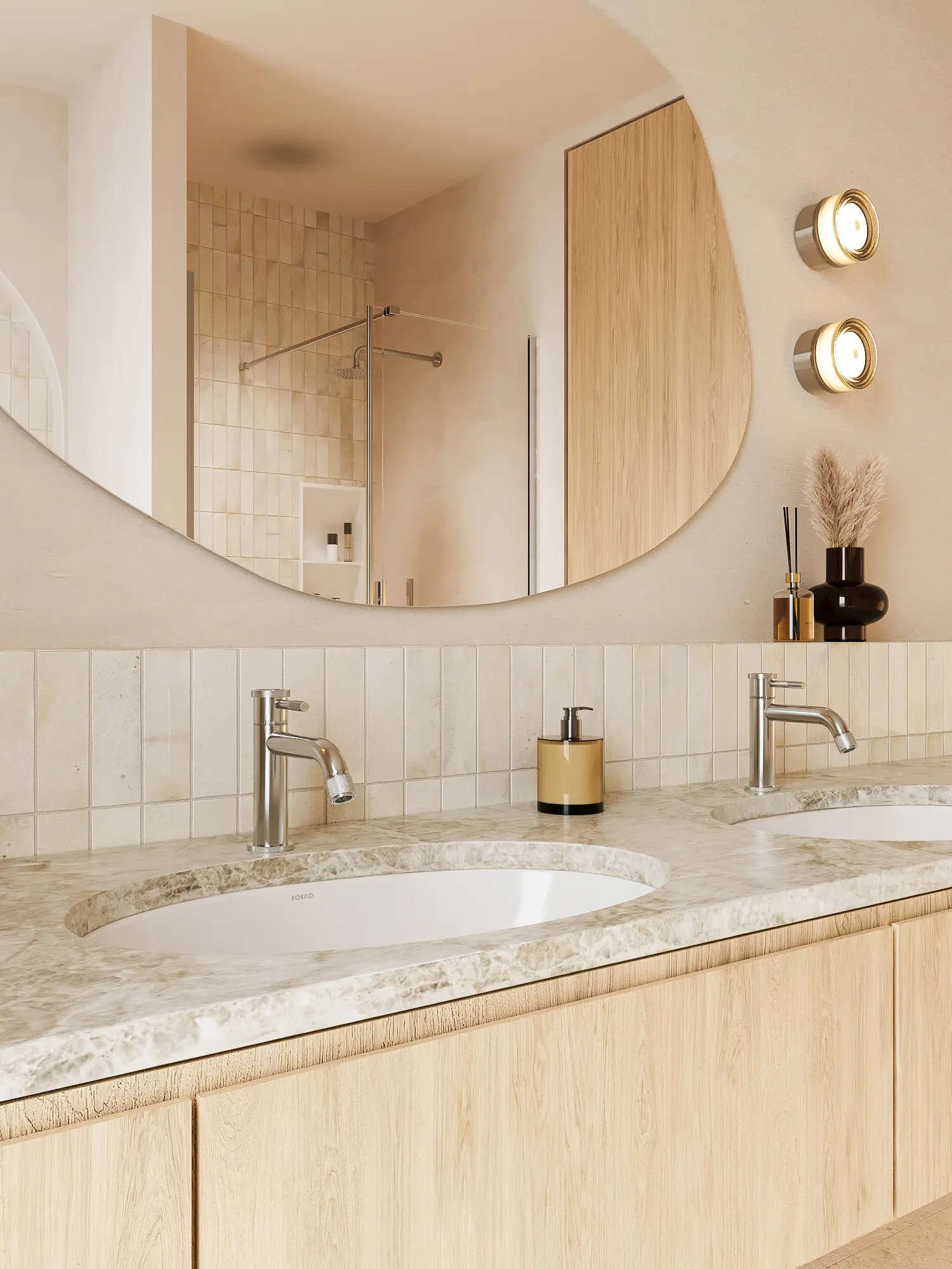 Bateria umywalkowa nablatowa niska Liora – chrom