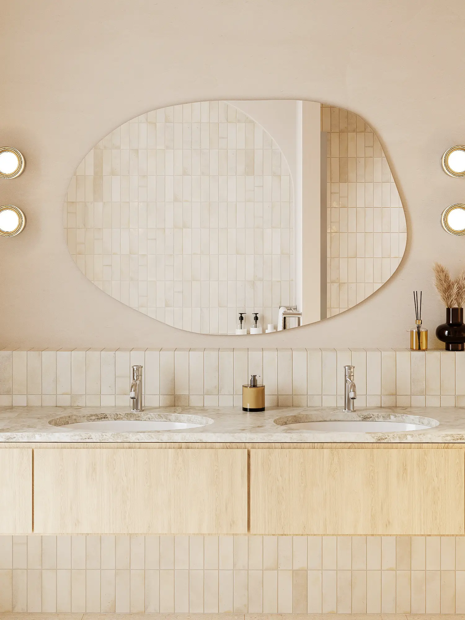 Bateria umywalkowa nablatowa niska Liora – chrom