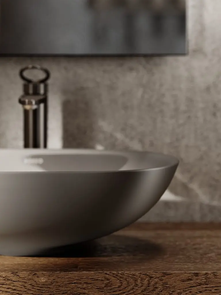 Bateria umywalkowa nablatowa wysoka Essia – gun metal - Kolekcja Essia - BOCCO