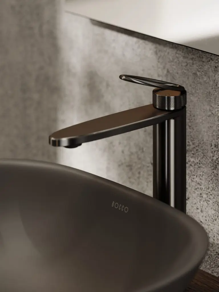 Bateria umywalkowa nablatowa wysoka Essia – gun metal - Kolekcja Essia - BOCCO