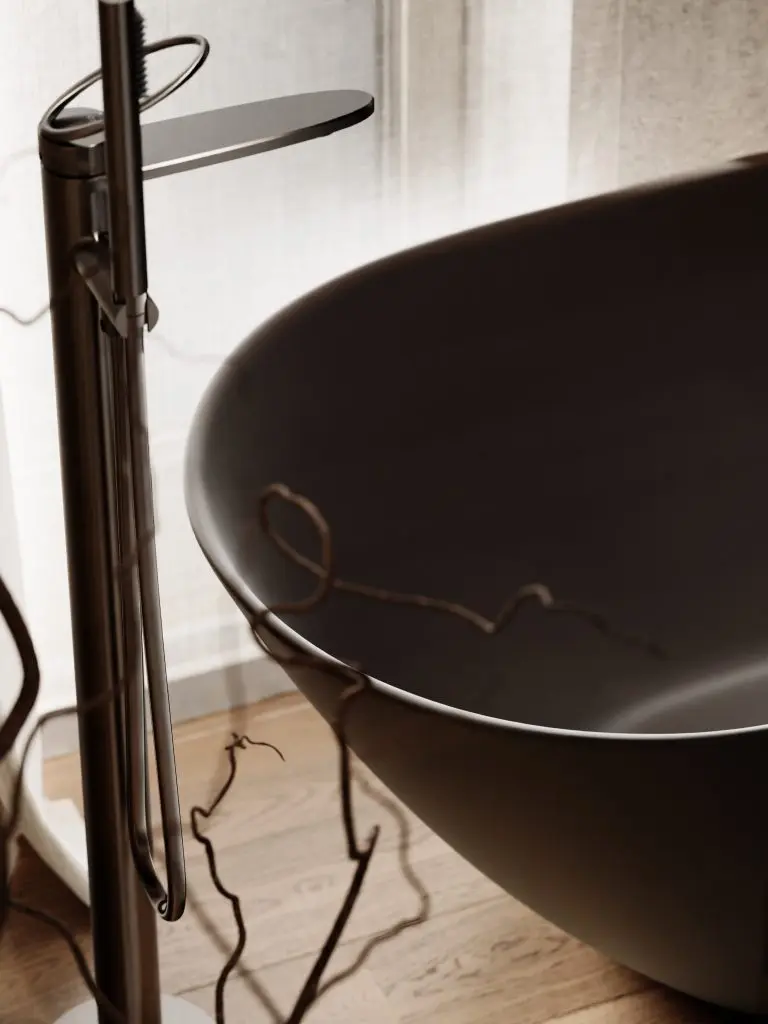Bateria wannowa wolnostojąca Essia – gun metal - Kolekcja Essia - BOCCO