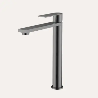 AL01ARCGM-2 Bateria umywalkowa nablatowa wysoka Arcos – gun metal