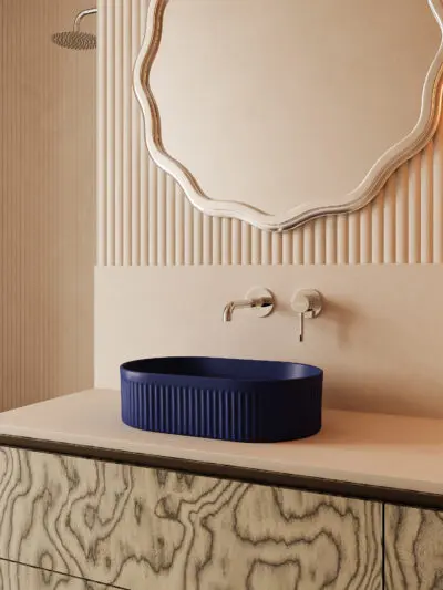 Umywalka nablatowa Pleat owalna – cobalt blue