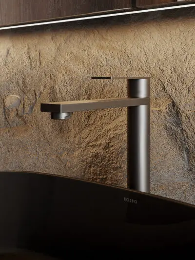 Bateria umywalkowa nablatowa wysoka Arcos – gun metal