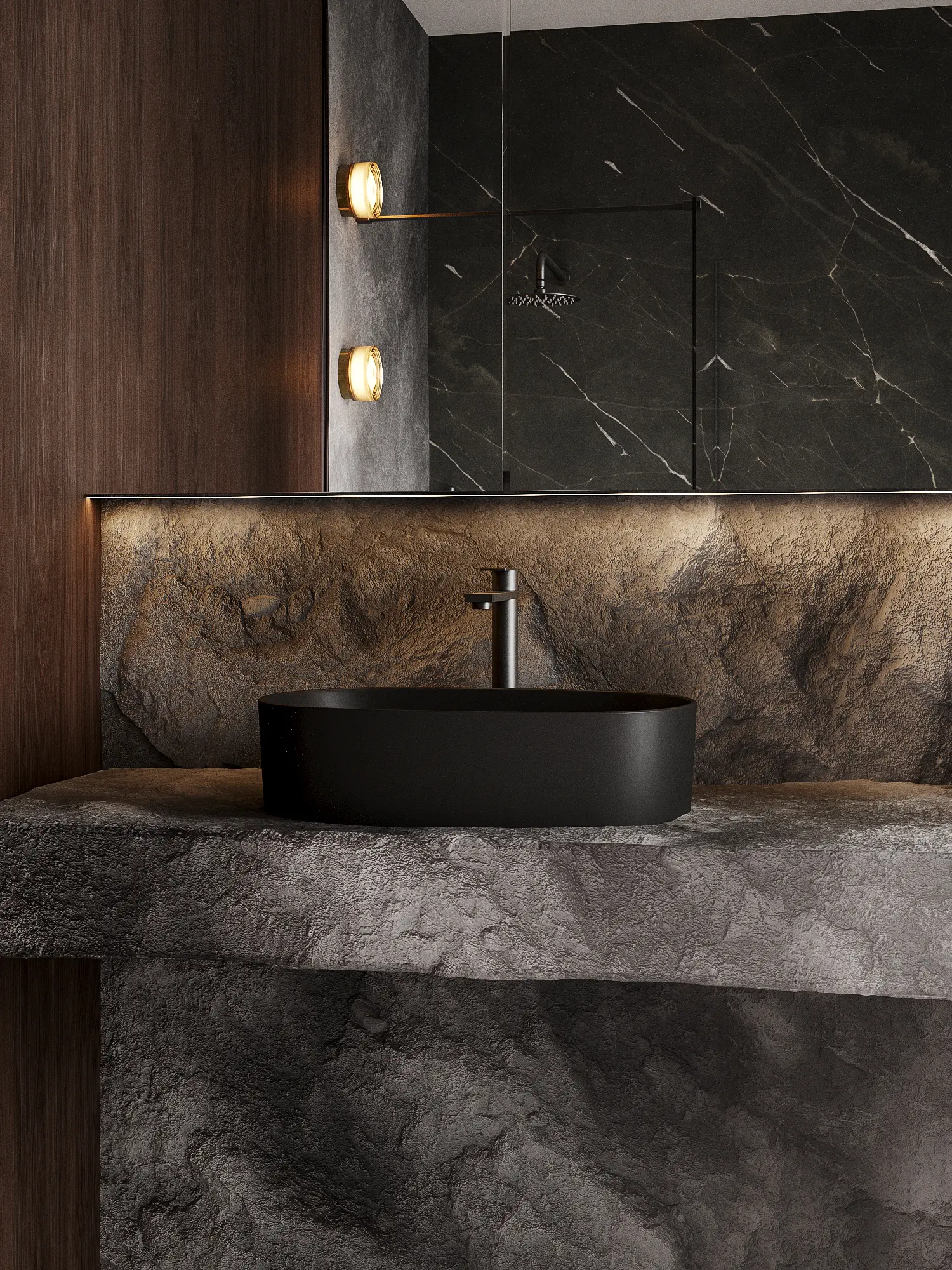 Bateria umywalkowa nablatowa wysoka Arcos – gun metal