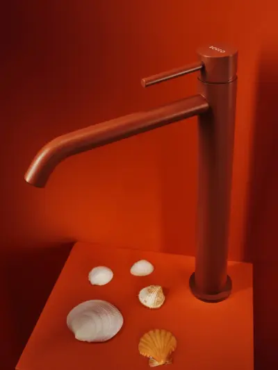 Bateria umywalkowa nablatowa wysoka Structa – terakota