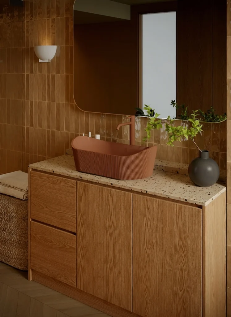 Bateria umywalkowa nablatowa wysoka Structa – terakota - Kolekcja Structa - BOCCO