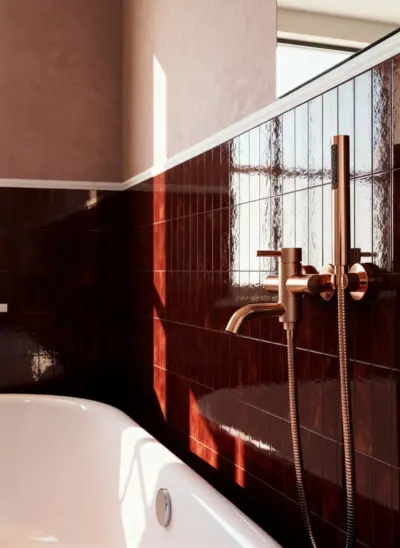 Bateria wannowa natynkowa Structa – miedź szczotkowana