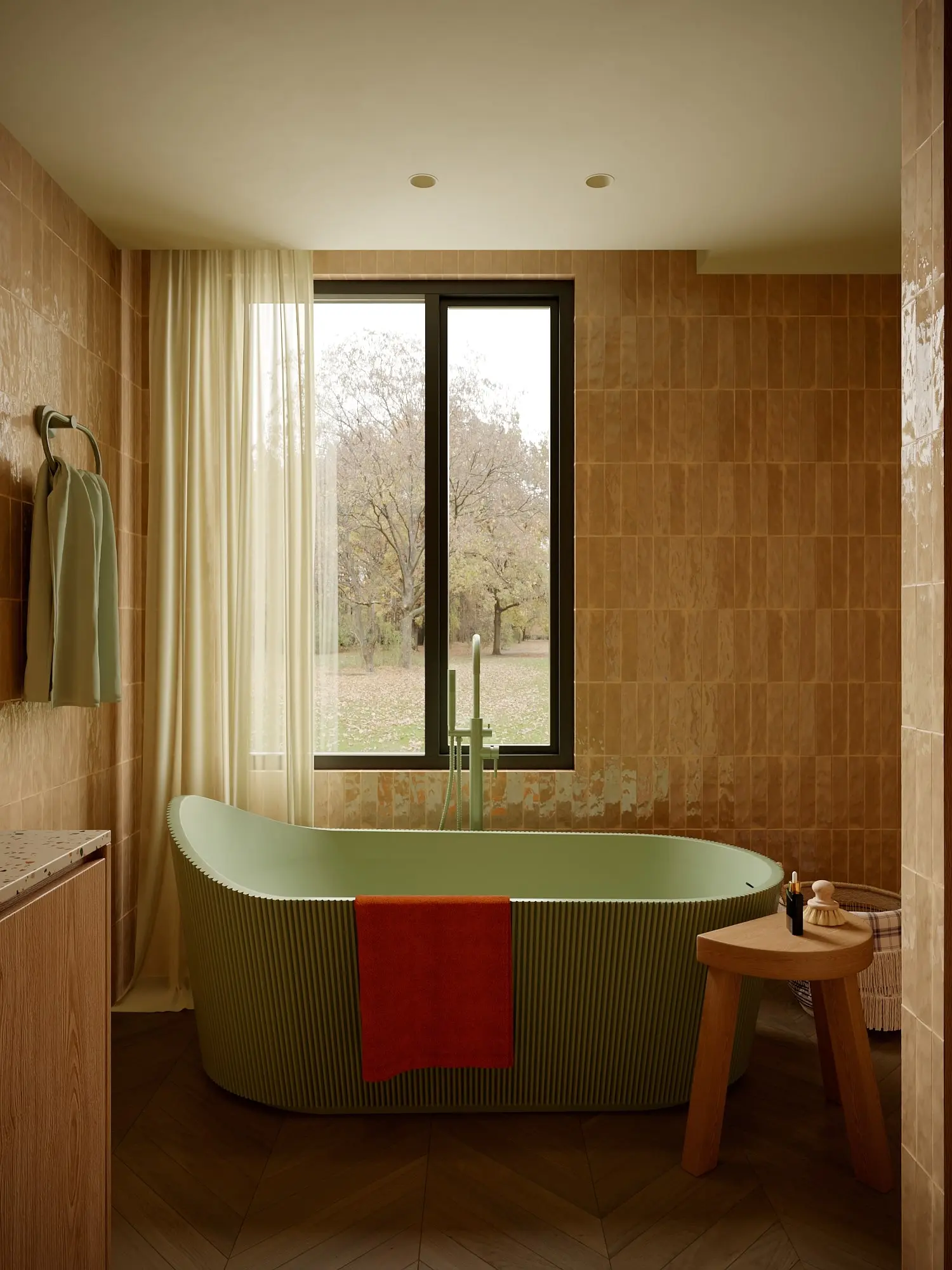 Bateria wannowa wolnostojąca Structa – sage green