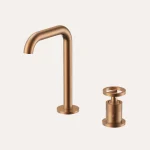 Bateria umywalkowa nablatowa z osobnym mieszaczem Nebis – różowe złoto szczotkowane - Kolekcja Nebis - BOCCO