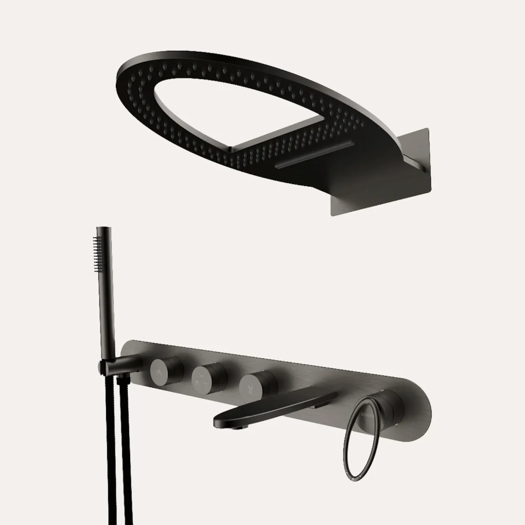 Zestaw prysznicowo-wannowy podtynkowy Essia – gun metal Zestaw prysznicowo-wannowy podtynkowy Essia – gun metal