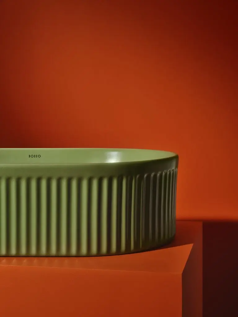 Umywalka nablatowa Pleat owalna – sage green - Kolekcja Pleat - BOCCO
