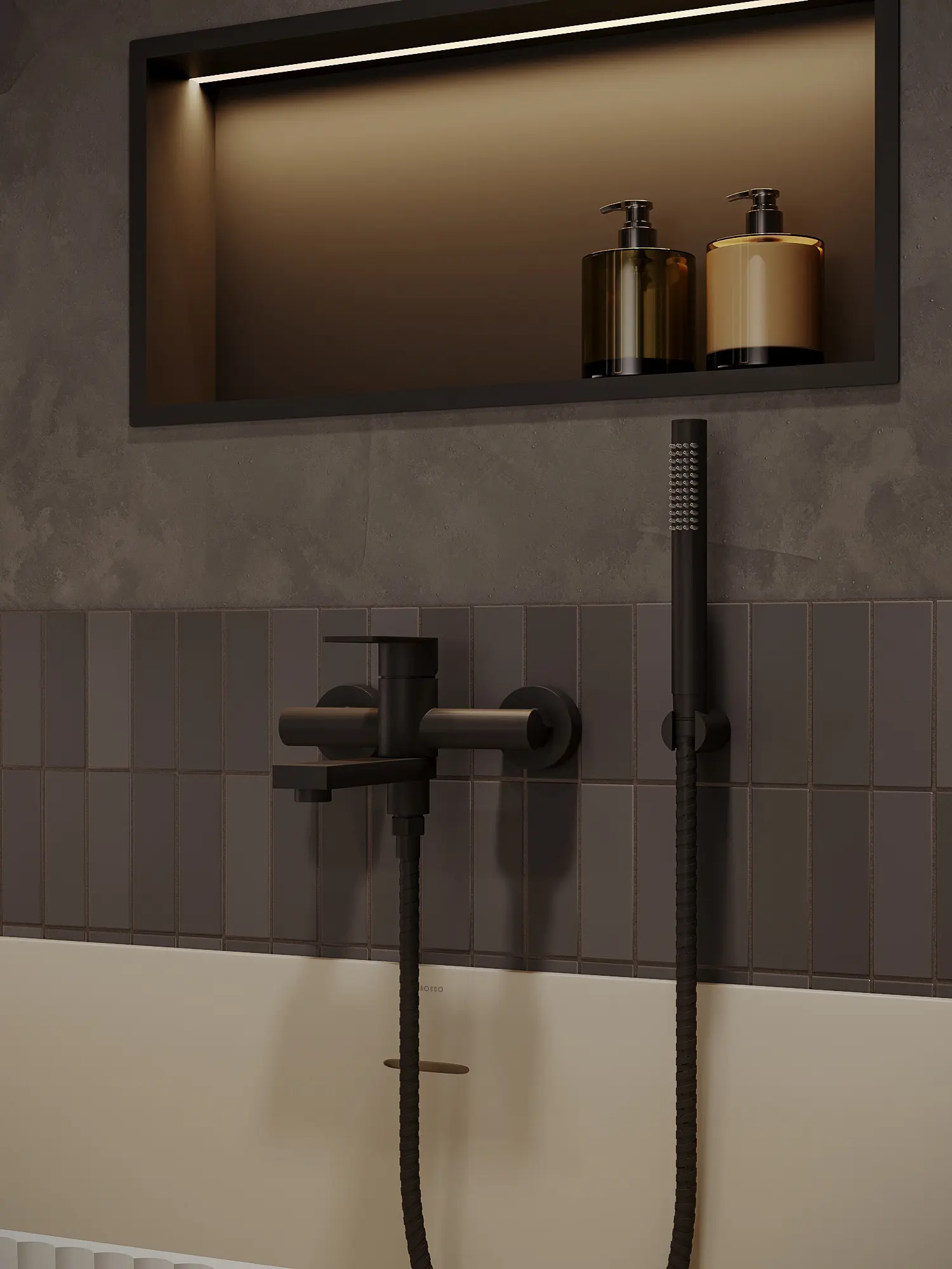 Bateria wannowa natynkowa Arcos – czarny mat