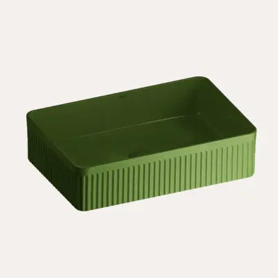 CL01RYFDG-3 Umywalka nablatowa Pleat prostokątna – sage green
