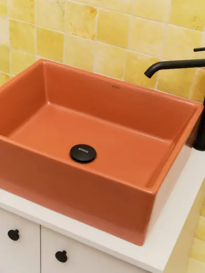 Umywalka nablatowa Frame prostokątna – terakota – Kolekcja Frame – BOCCO Umywalka nablatowa Frame prostokątna – terakota