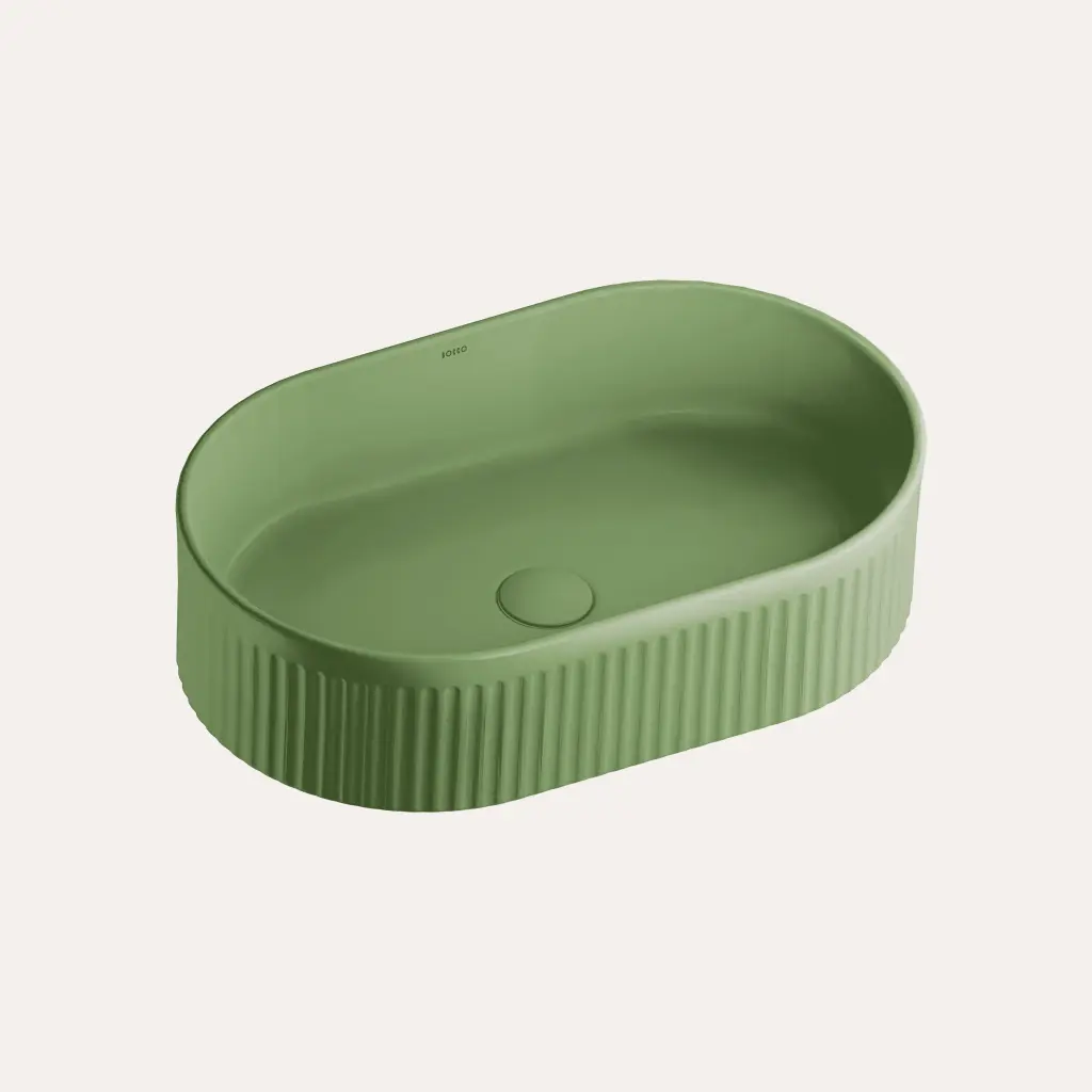 Umywalka nablatowa Pleat owalna – sage green - Kolekcja Pleat - BOCCO