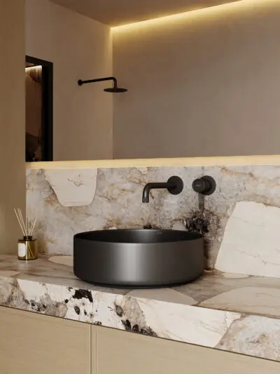 Bat_um_alter-86 Umywalka nablatowa Charm okrągła – czarny mat