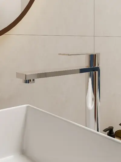 Bateria umywalkowa nablatowa wysoka Arcos – chrom