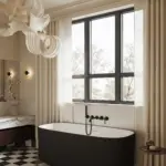 Wanna wolnostojąca Pleat - czarny/biały