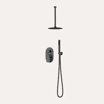 ALl01ARCGM-10 Zestaw prysznicowy podtynkowy z deszczownicą sufitową Arcos - gun metal